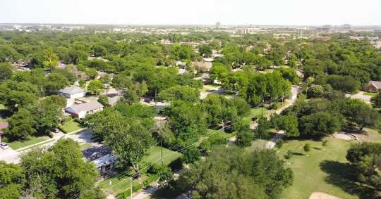 a residential neighborhood from the air